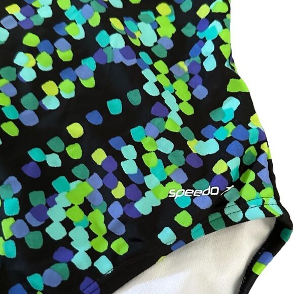 Green Speedo Full Piece Modest Sport Active Support One Piece Swimsuit - Picture 3 of 5